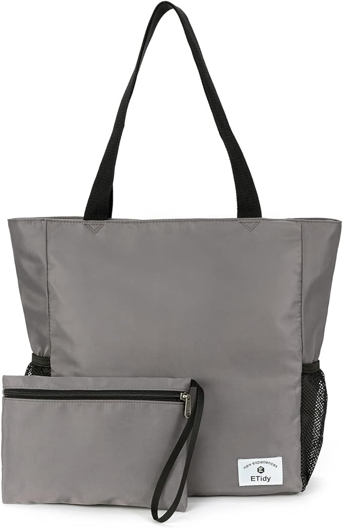 ETidy Large Capacity Foldable Tote Bag With Zipper | Water-resistant, Lightweight, Sandproof, Beach Bag, Gym Bag, Travel Shopping Bag by ETidy
