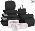 11-Piece Expandable Compression Packing Cubes, Travel Luggage Organizers Set for Suitcase, Lightweight Fabric Packing Bags for Travel Essentials Black by Unknown