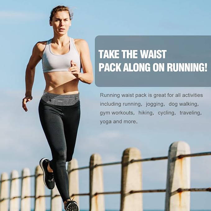 GUZACK Slim Running Belt Fanny Pack for Man Woman, 3 Pouch Waist Pack | Lightweight, Breathable, Waterproof Zipper, Fits All Phones, Running Phone Holder for Jogging, Walking, Cycling, Workout - Image 5