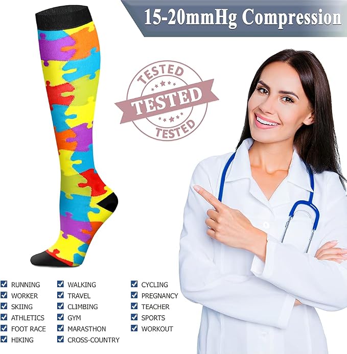 QUXIANG Copper Compression Socks for Women & Men Circulation (8 Pairs) - Best for Running Athletic Cycling - 15-20 mmHg - Image 5