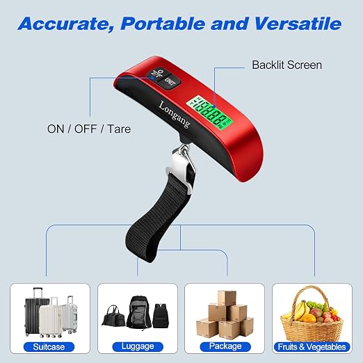 Digital Hanging Luggage Scale with Backlit for Travel, Portable Handheld Suitcase Weight Scale with Hook, 110 Pounds, Battery Included - Image 6