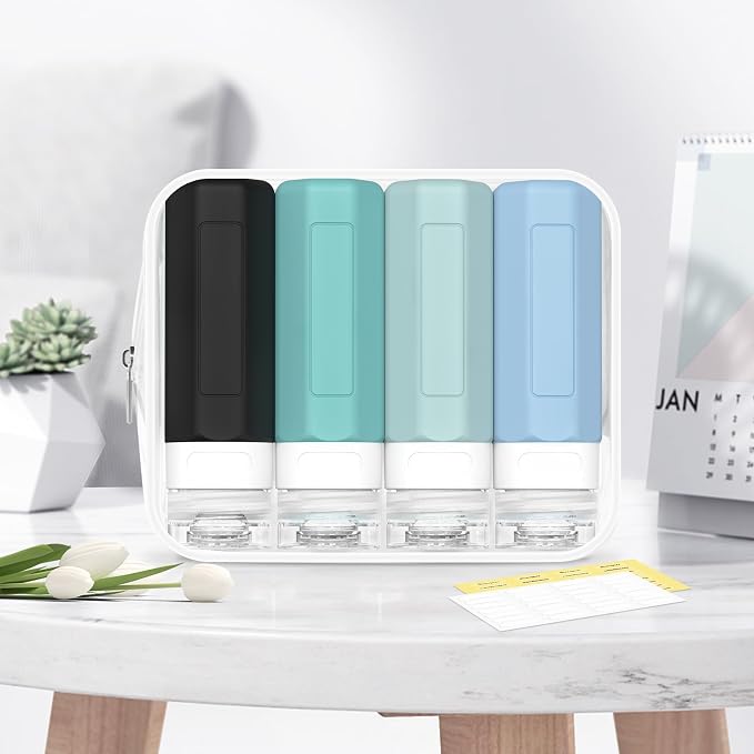 Redfly Travel Bottles for Toiletries, Tsa Approved 3oz Travel Size Containers, Leak Proof Travel Size Toiletries Bottles Silicone, BPA Free Refillable Shampoo Conditioners Essentials Kit, Gray - Image 7