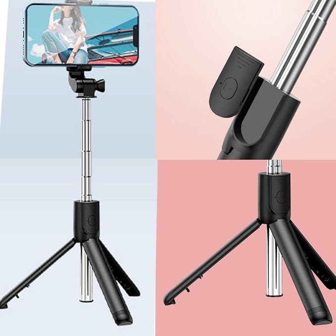 28" Phone Tripod & Selfie Stick Travel Tripod for iPhone Selfies, with Phone Holder 360°Rotation Selfie Stick Extendable for Travel/Selfie/Vlog, Compatible with iPhone/Android - Image 3
