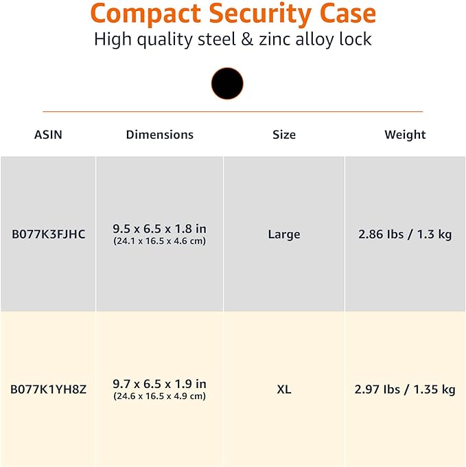 Amazon Basics Portable Security Case Lock Box Safe with Combination Lock for Documents, Valuables, Personal Items, Dorm Room, Home, Large, Black - Image 5