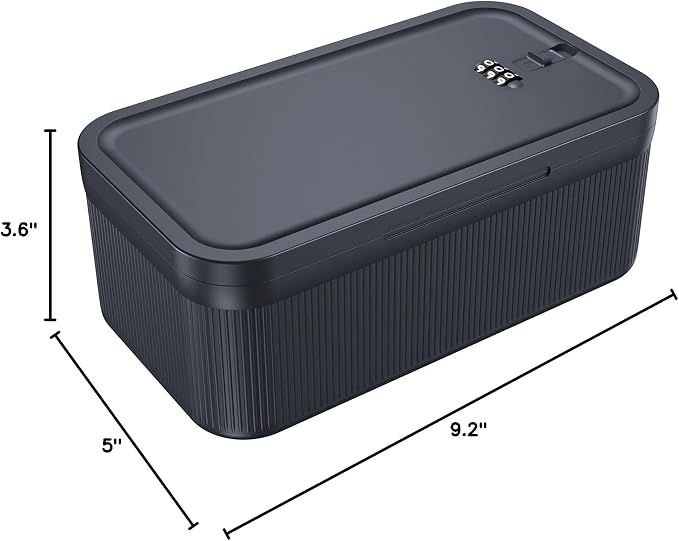 Lockable Storage Box with Combination Code - Secure Medicine Safe box, Phone Jail & Snack Container for Refrigerator, Home, Office, Travel - Durable Multi-Purpose Lock Box (Navy) - Image 9