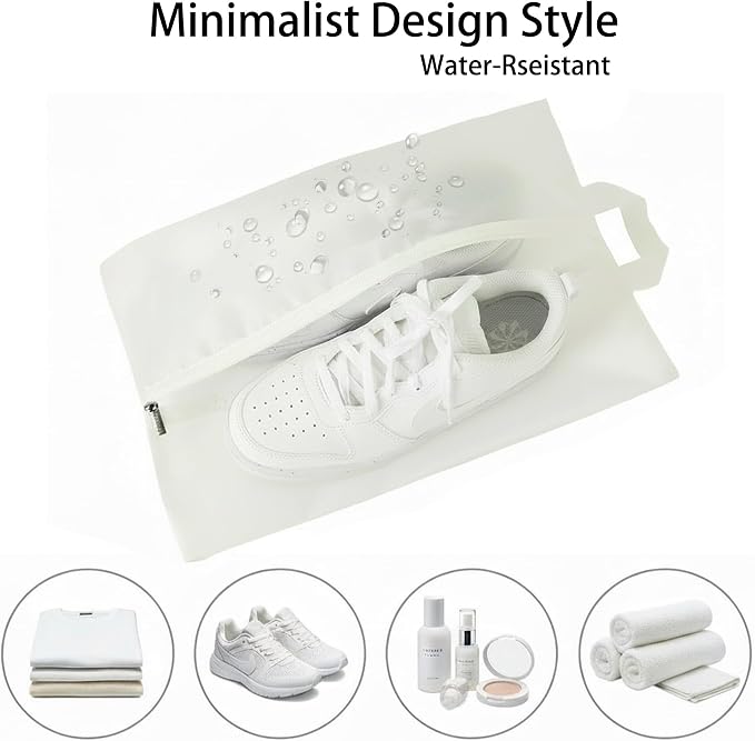 6pcs Portable Shoe Organizer, Travel Pouches with Zipper, Golf Shoe Bags, Clothes Bags, Soccer Cleats Bag Shoe Pouch for Gym, Waterproof, Odor-Resistant (White) | Golf Shoe Bags, Clothes Bags, Soccer Cleats Bag Shoe Pouch for Gym, Waterproof, Odor-Resi... - Image 5