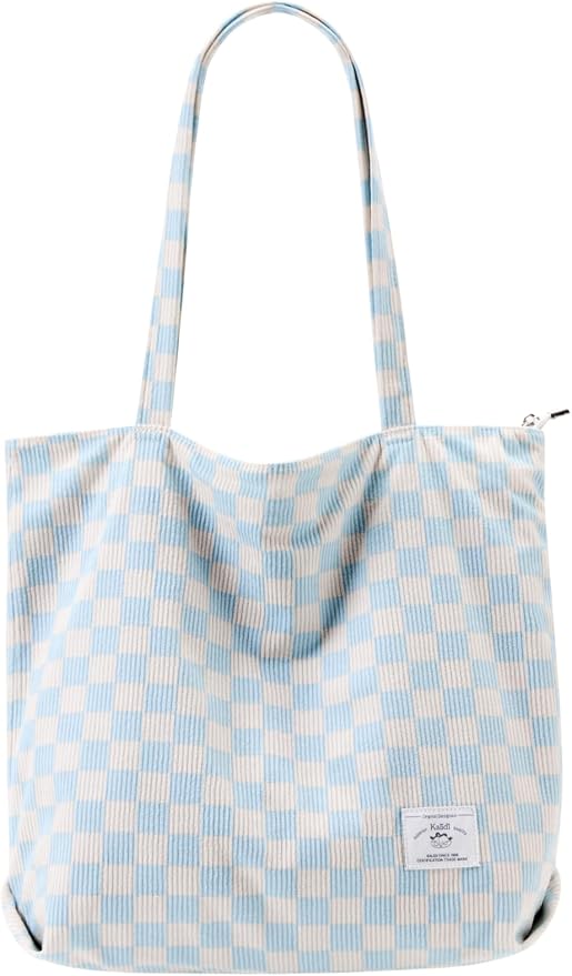 KALIDI Women Corduroy Tote Bag Zipper Casual Tote's Handbag Big Capacity Shoulder Bag with Pockets by KALIDIFANCYFOREST