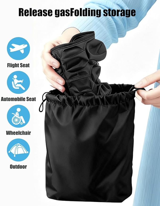 Inflatable Seat Cushion for Travel, 2" Thick Airplane Seat Cushion for Long Flights with Hand Pump & Included Eye Mask, Portable Air Chair Pad for Office, Car, Stadium & Wheelchair, 18.7"x17" - Image 5