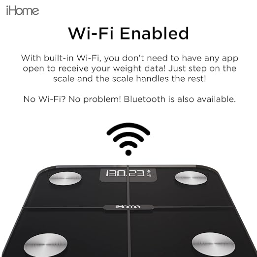 iHome Digital WiFi Smart Scale for Body Weight, Weight Scale, Including BMI, Body Fat, Muscle Mass, Batteries Included (Black Smart WiFi) - Image 5