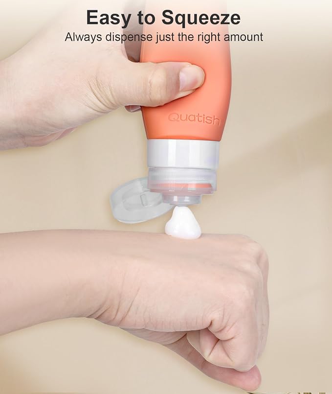 Quatish Travel Bottles for Toiletries 6 Pack, Original Patented Leakproof 3 oz Tsa Approved Travel Size Containers, BPA Free Silicone Shampoo and Conditioner Bottle, Cruise Camping Essentials, Macaron - Image 3
