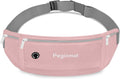 Slim Running Belt Fanny Pack, Waist Pack Bag for Women Men, Running Pouch for Phone Waterproof Reflective with 3 Pouches, Running Phone Holder for Sports, Traveling (Pink) by Peginmol