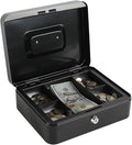 xydled Large Cash Box with Lock, Removable Coin Tray, Steel Money Box, Black by xydled