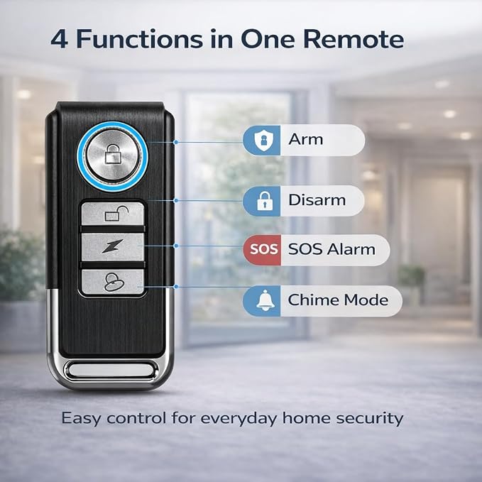 Door Alarms When Opened with Remote, Door Chimes Sensor, 2-Pack Complete | Home Security Systems Sensor Open Window Alarm Ring Door Sensor Doorbell Chime Apartment Dementia Toddler Stick - Image 9