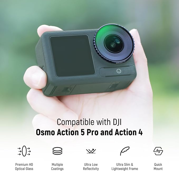NEEWER ND Filter Kit Compatible with DJI Osmo Action 5 Pro/4, Variable ND 8-32 + CPL + Black Diffusion 1/4 for Mist Cinematic Effect Filter, Multicoated HD Action Camera Accessories, FL-52 - Image 2