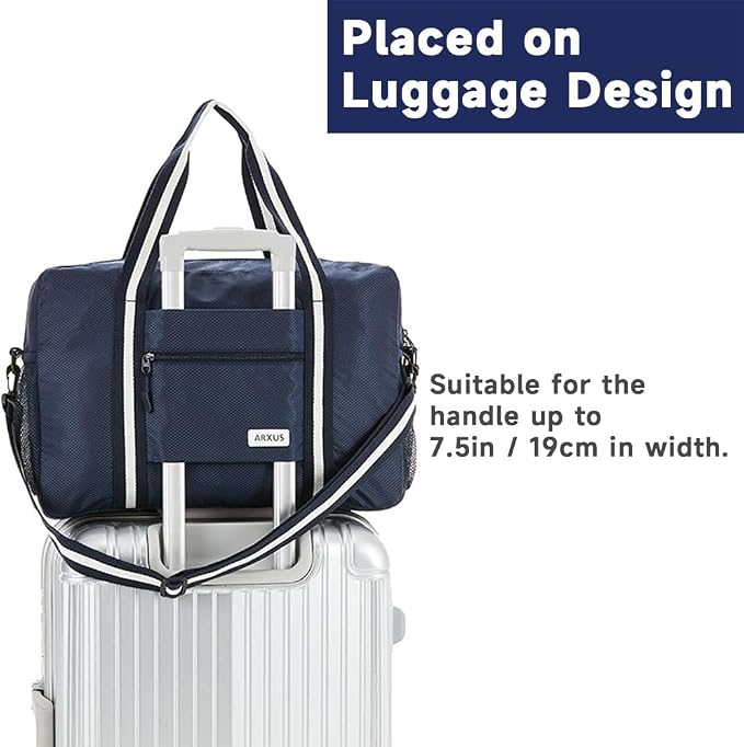 Carry On Travel Bag, Lightweight Foldable Packable Tote Bag 25L | Water Repellent, Expandable Travel Duffle with Luggage Sleeve and Shoulder Strap for Men Women - Image 4