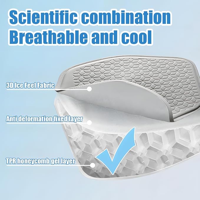 Zpana Gel Car Seat Cushion, Non-Slip Breathable Pad for Driving, Gray | Comfortable Automotive Chair Protector Pad, Vehicle Interior Mat Cover Accessories, Universal for SUV Sedan Truck - Image 4
