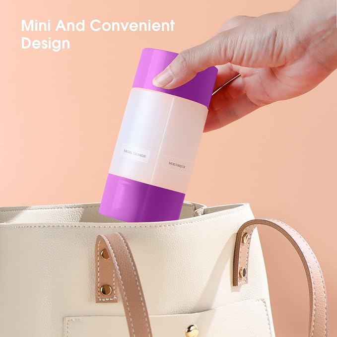 Travel Bottle, TSA approved 4-in-1 Leak-Proof Bottle, 4 * 60ml/2oz, with 2 Pre-printed Labels for Travel Gym Camping, Carry-On Travel Size Toiletries Shampoo Lotion Bottle(Pink+Orange+Blue+Purple) - Image 5