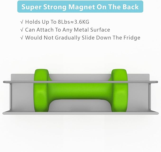 Magnetic Spice Rack For Refrigerator, Space Saving Magnetic Shelf For Fridge Grey 4 Pack With Magnetic Paper Towel Holder - Image 4