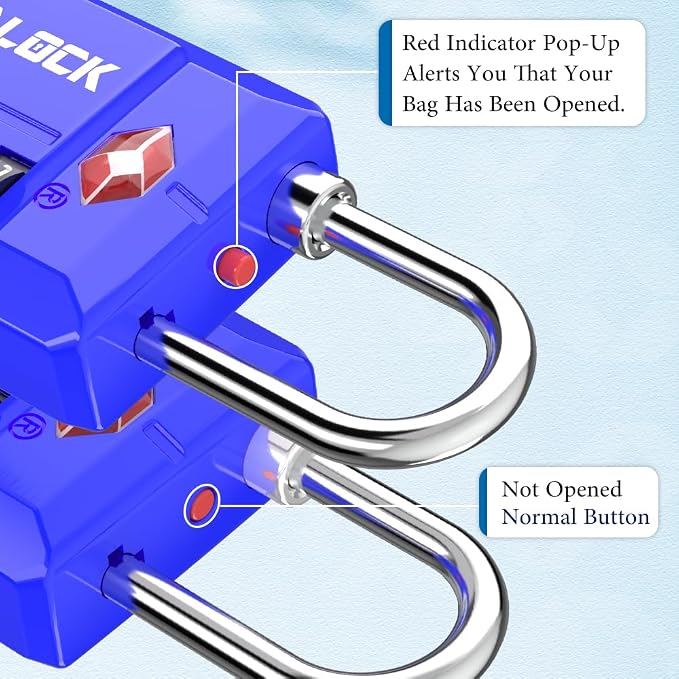 SURE LOCK TSA Approved 4-Digit Resettable Combination Luggage Locks with Open Alert, Easy-Read Dials - for Luggage, School Lockers, Gym, Office, Toolbox & Security Cases(Blue 2 Pack) - Image 4