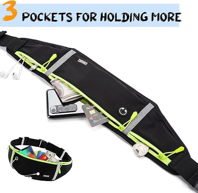 USHAKE Slim Running Belt, Workout Fanny Pack for Men Women,Exercise Waist Pack for Apple iPhone Holder, Runner Belt for Running Walking Cycling Camping Gym - Image 2