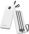 Portable Charger with Built in Cables, Slim 10000mAh Power Bank, USB C Battery Pack Travel, 4 Output 2 Input External Charging Bank for iPhone 17/16/15/14/13,Samsung, Android, etc-White(1 Pack) by EEIVOL