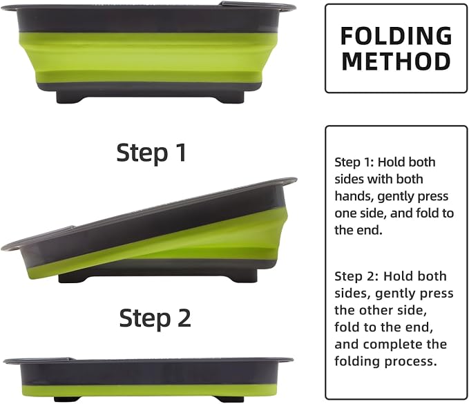 THANSTAR Collapsible Dish Drying Rack for RV Campers Portable Dinnerware Drainer Organizer for Kitchen Travel Trailer-Green - Image 7