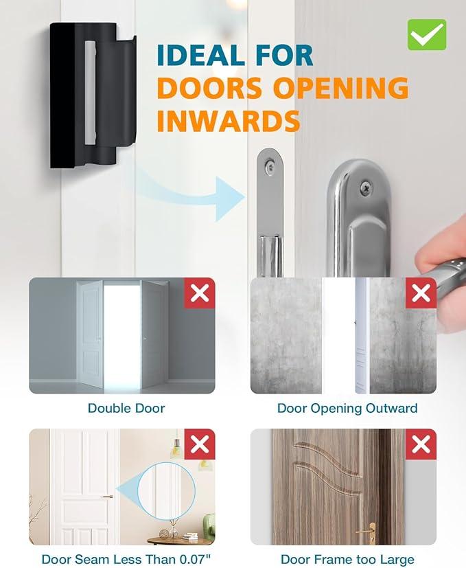 Home Security Door Reinforcement Lock Door Locks for Kids Safety Front Door | Child Proof Safety Lock Latch for Top of Inside Bedrooms Apartment Patio Extra Lock, High Night Flip Door Latches - Image 5