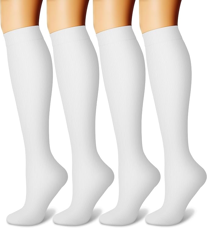 CHARMKING Compression Socks for Women & Men, 4 Pairs, Travel Nurse Athlete | Graduated 10-15mmHg compression, soft stretch fabric, boost blood circulation, relieve leg swelling, ideal for travel, nurses by CHARMKING