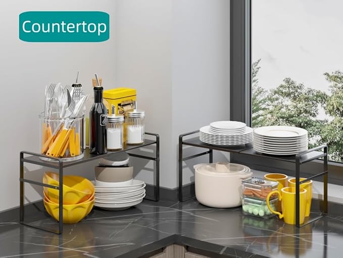 Expandable Cabinet Shelf Organizer Riser for Kitchen Pantry Cupboard Under Sink Countertop,Kitchen Cabinet Shelf 8.3’’D * 12.2-23.6’’W * 10.4’’H - Image 4