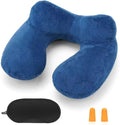 Inflatable Travel Pillow for Airplane Inflatable Neck Pillow for Traveling with Soft Velvet Washable Cover for Sleeping, Airplane,Train, Car, Office, Contoured Eye Masks, Earplugs by HITSZS