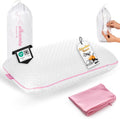 alkamto Travel & Camping Comfortable Memory Foam Pillow – Easy to Carry Portable Bag – Temperature Regulating Pillow Case (Pink + Extra Cover) by Alkamto
