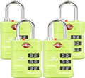 SURE LOCK TSA Approved Luggage Lock – 3-Digit Resettable Combination Padlock with Open Alert Red Dot, Large Easy-Read Dials for Suitcases, Backpacks, Gym & School Lockers (Green 4 pk) by Hopeyoucanstaysafe