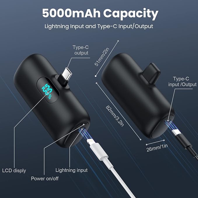 Mini Portable Charger Power Bank for iPhone 17/16/15 Series, 5000mAh PD USB C Cell Phone Portable Power,Travel Essentials Battery Pack for iPhone 17/17 Air/16/16 pro/15 Series/Android/Samsung Galaxy - Image 6