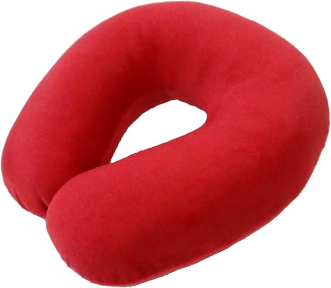 Wolf Essentials Adult Cozy Soft Microfiber Neck Pillow for Travel – Compact, Machine Washable - Perfect for Airplane, Car, or Home Use - Filled and Finished in The USA – Red - Image 4
