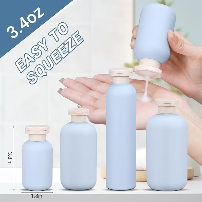 ASEVAT 3.4 oz Plastic Squeeze Bottle for Lotion, Plastic Empty Shampoo Conditioner Container, Plastic Travel Size Toiletries Bottles for Shampoo, Lotion, Cream and Liquids (3 Pcs) - Image 6