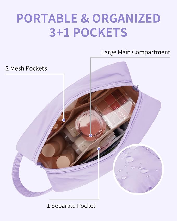 Narwey Quilted Makeup Bag Puffy Make up Bag Cosmetic Bag Organizer, Puffer Travel Toiletry Bag for Traveling Women Girl, Travel Bag for Toiletries, Skincare Medicine Bags (Purple) - Image 4