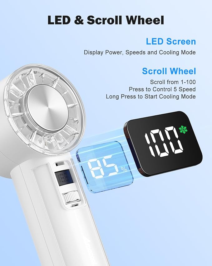 AMACOOL Handheld Fan with Ice Cooler, Mini Portable Cooling Fan | Gifts for Mom Her Women Girl, Small Yet Powerful, Personal Hand Fans for Men Travel Essentials Beach Outdoor Makeup - Image 6