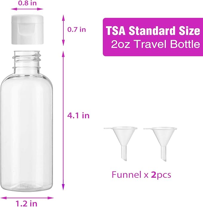 Dabacc 30 Pcs 2 oz Clear Plastic Empty Bottles with Flip Cap for Travel Size Liquids - Image 2