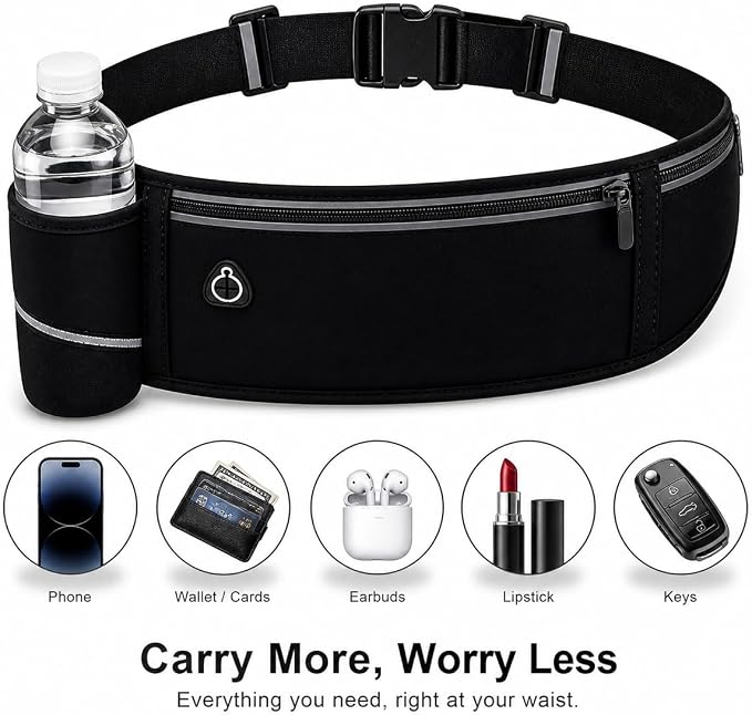 Slim No-Bounce Running Belt - Waterproof Exercise Waist Pack for Marathons, Hiking & Dog Walking - Hidden Travel Money Belt for Phones - Image 3