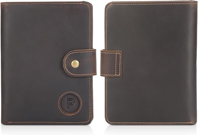 Polare Luxury RFID Blocking Leather Passport Holder Travel Wallet For Men and Women (Dark Brown with AirTag Slot(Snap Version)) - Image 8