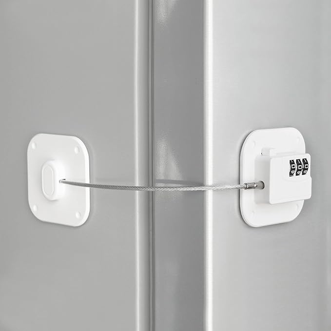 Refrigerator Lock, Heavy Duty Fridge Lock, Combination Lock for Refrigerator Cabinets, Drawers, Safety, Easy Install No Keys Needed (White-1Pack) by Coipdfty