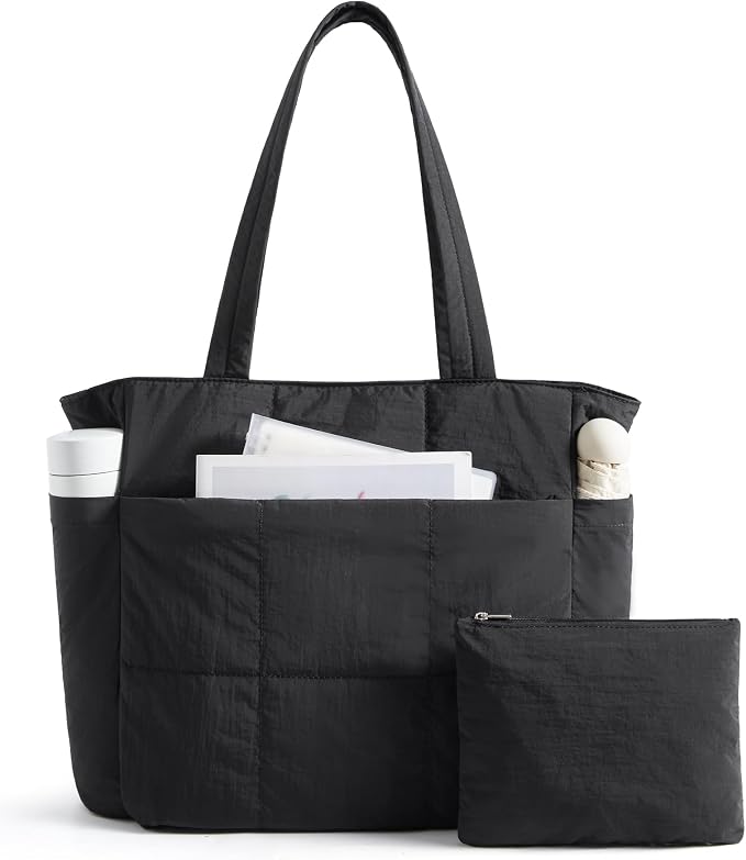 LIGHT FLIGHT Tote Bag for Women, 2-Pc Puffy Tote Bag Set with Compartments, Lightweight Large Shoulder Handbags for Travel by LIGHTFLIGHT
