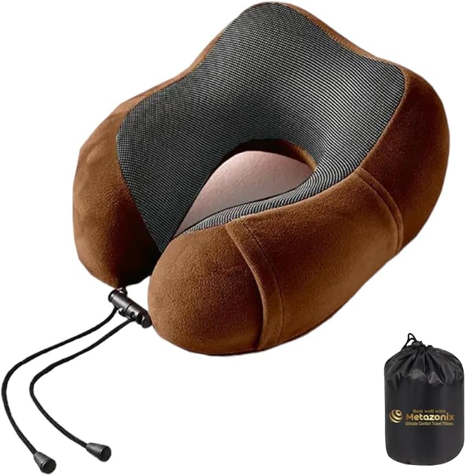 Travel Pillows for Airplane - Neck Pillow Airplane and Car Use - Soft Comfortable Memory Foam Travel Neck Pillow - Travel Essentials for Women and Men (Chocolate Brown) by VorgatoLuxury