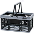 Foladable plastic baskets with handles 20L,collapsible crates for storage | 14.96"x9.84"x7.87" foldable shopping basket ,foldable crate with Handles for car Classroom Kitchen Bathroom Medicine Milk by ZHJINGYU