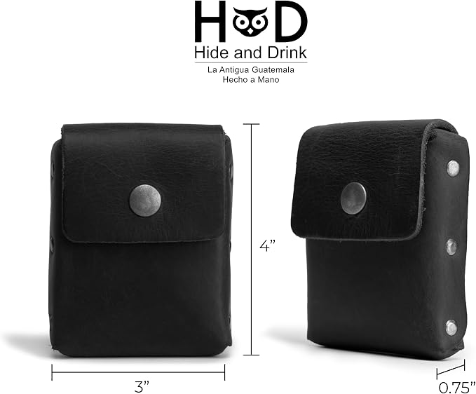 Hide & Drink, Waist Wallet, Holds Up to 20 Cards, Folded Bills & Coins, Charging Cables, Full Grain Leather, Handmade (Charcoal Black) - Image 4