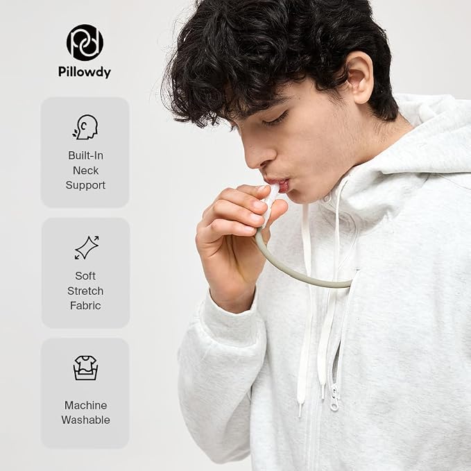 Pillowdy Travel Hoodie with Built-In Inflatable Neck Pillow for Flights - Image 4