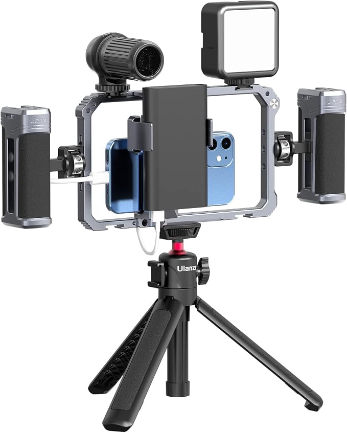 ULANZI Universal Phone Video Rig Kit with Handles, Aluminum Handheld Stabilizer Phone Video Filmmaking Grip for Video Maker Videographer with Cold Shoe for iPhone 16 15 14 13 Mini Pro Max 8 Plus - Image 9