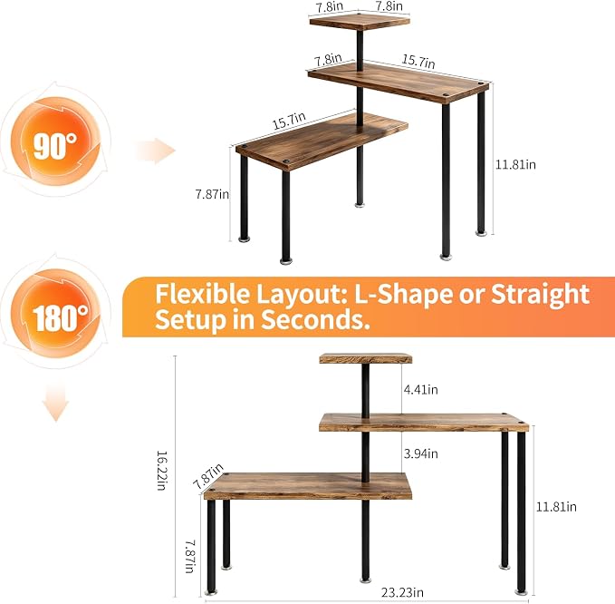 3 Tier Adjustable Countertop Organizer Corner Shelf | Countertop Organizer and Storage Rack for Kitchen, Bathroom, Over Sink, Coffee Bar, Spice Rack, Dresser Table - Image 2