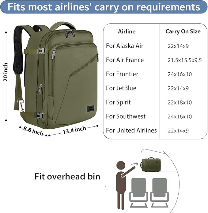MATEIN Mens Backpack for Travel, Extra Large Expandable Carry on Backpack | Travel Backpack, Hideaway Shoulder Strap, Heavy Duty Daypack, Water Resistant, Travelling Essential, Gifts for Men Women - Image 3