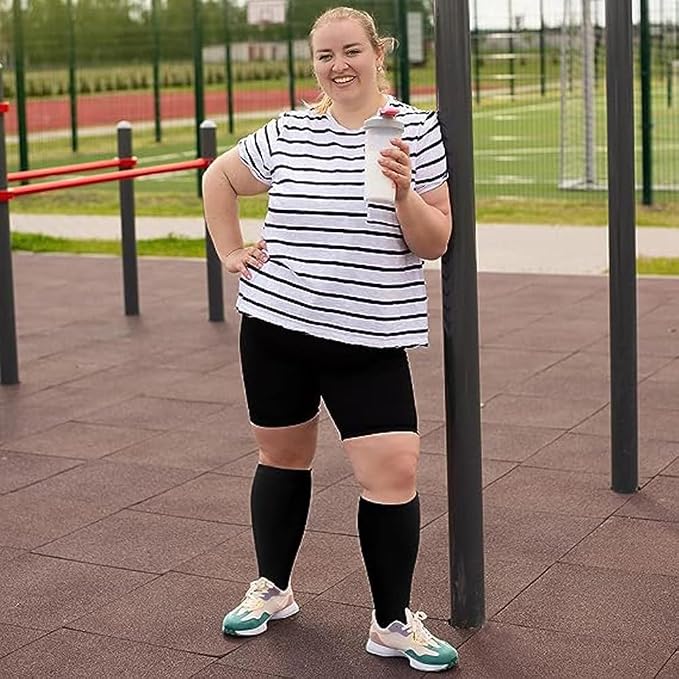 Dr. Motion 4 Pairs Women's Plus Size Wide Calf Compression Knee High Socks Graduated Support - Image 3